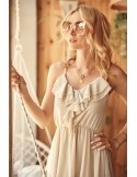 Chiffon dress with tied straps, beige 1158 - Online store - Boutique